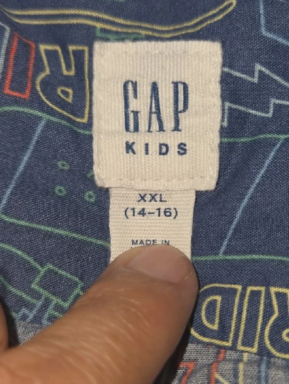 GAP Boys Navy Short-Sleeve Button-Down with Skateboard Print